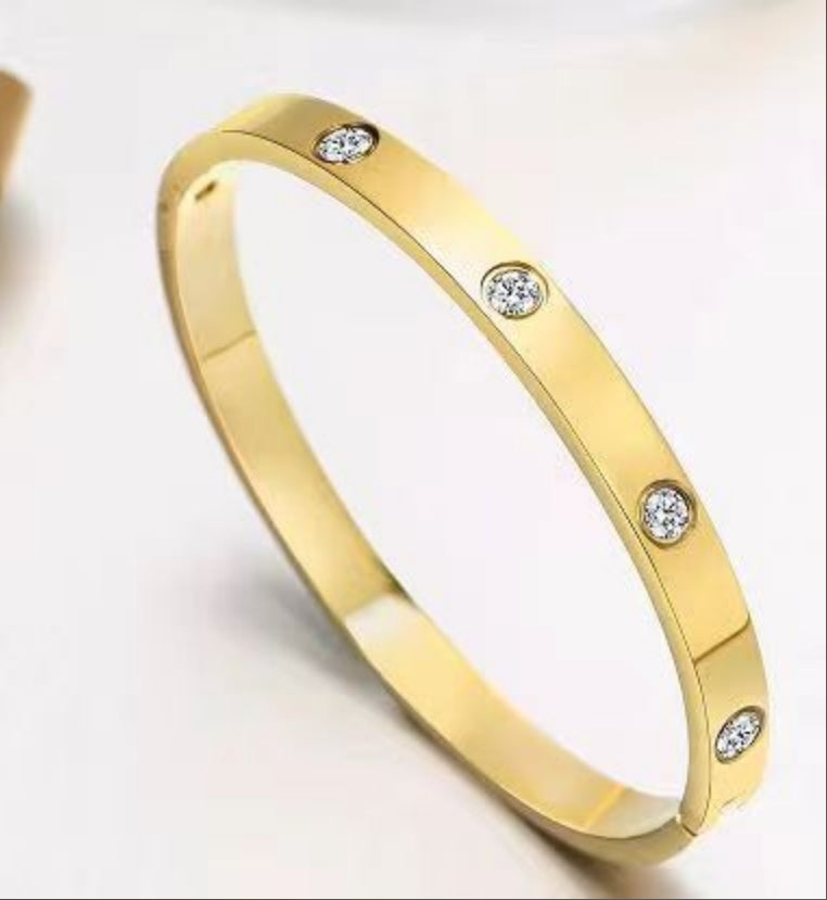 14K Gold Plated Love Bangle Bracelet