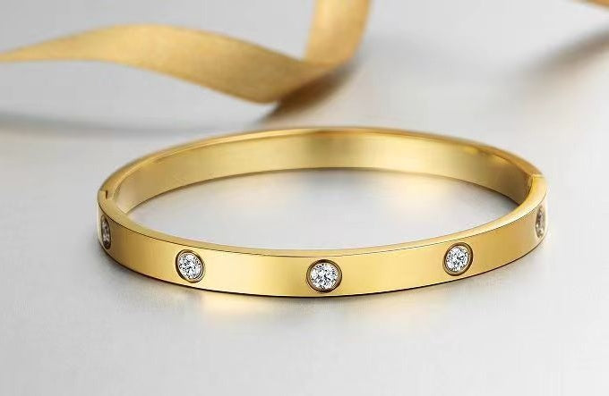 14K Gold Plated Love Bangle Bracelet