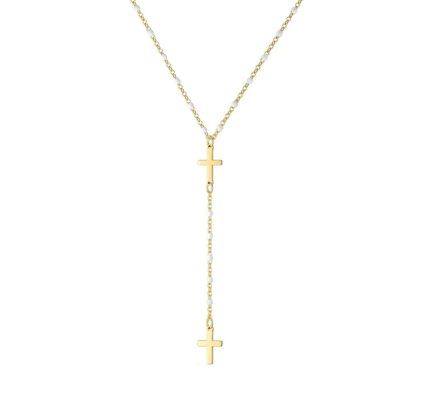 Exquisite Y-Shaped Cross Bead Necklace