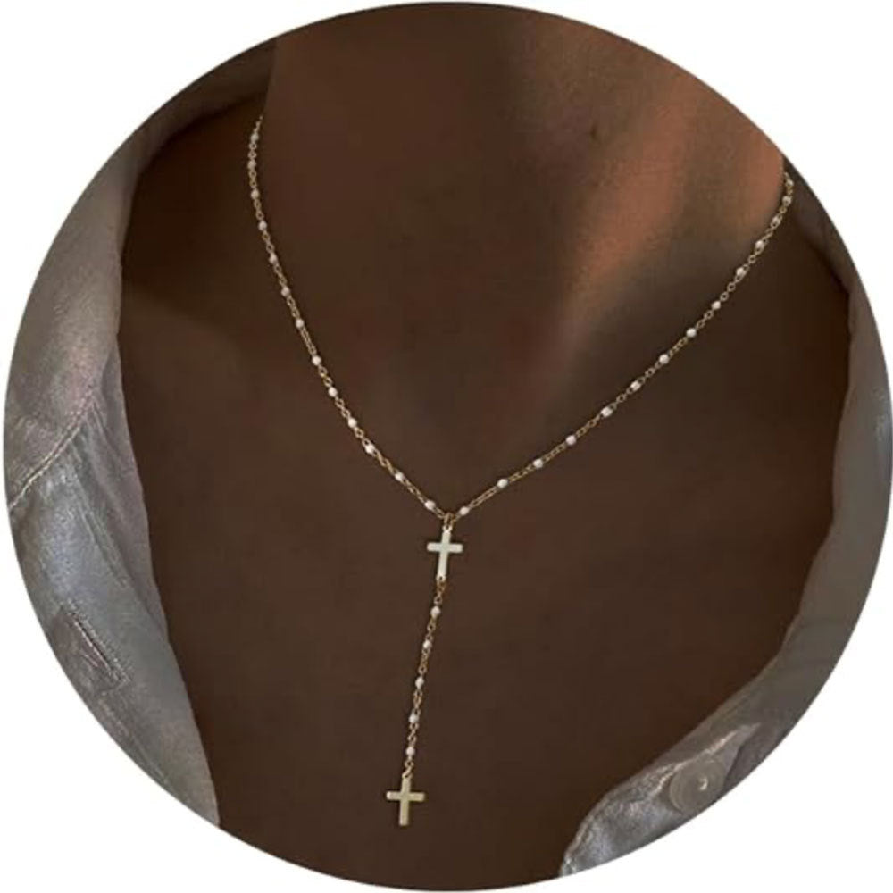 Exquisite Y-Shaped Cross Bead Necklace