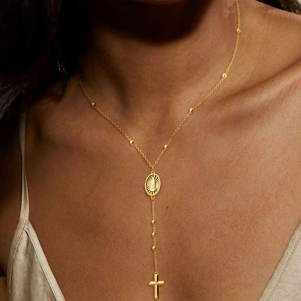 Exquisite Y-Shaped Cross Bead Necklace