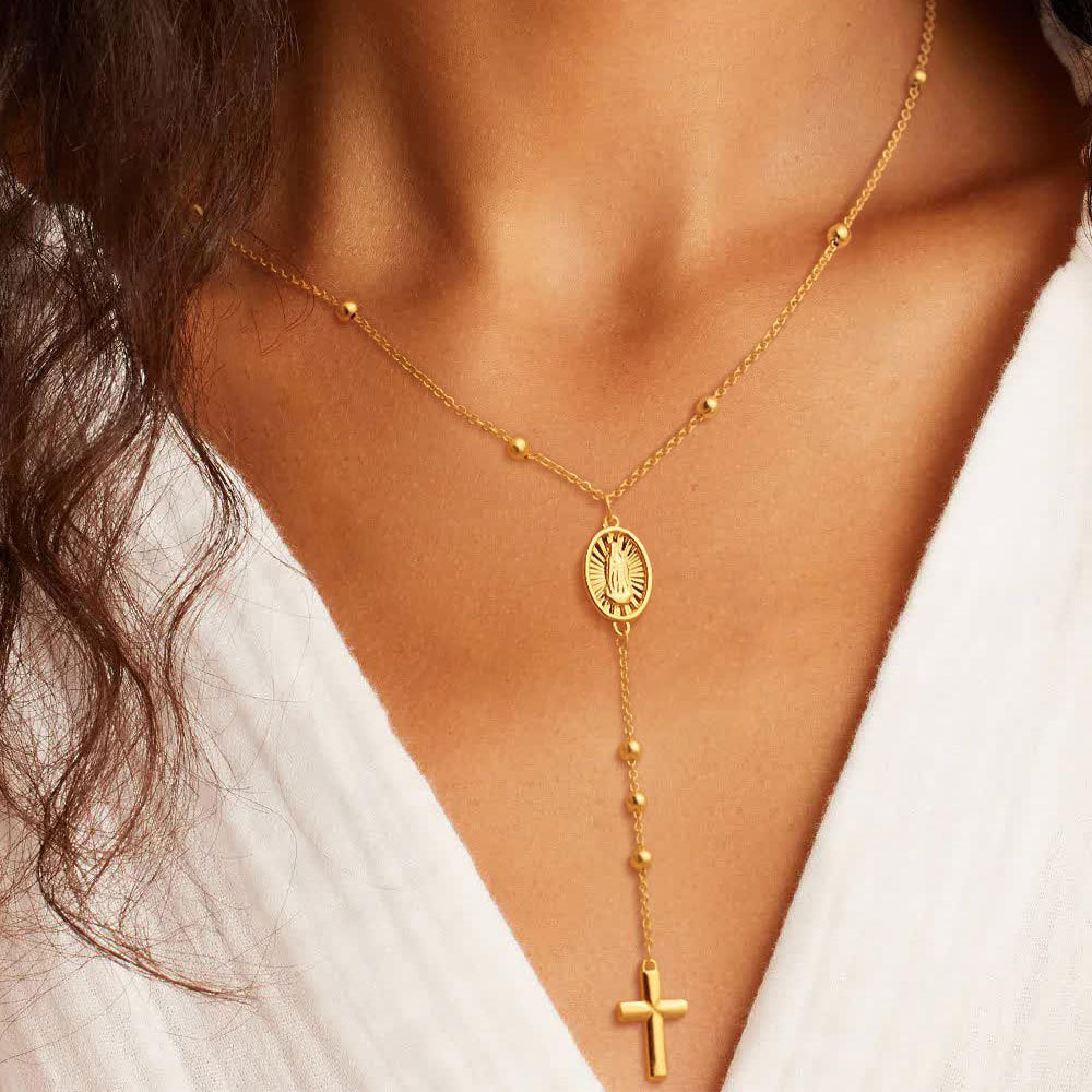 Exquisite Y-Shaped Cross Bead Necklace